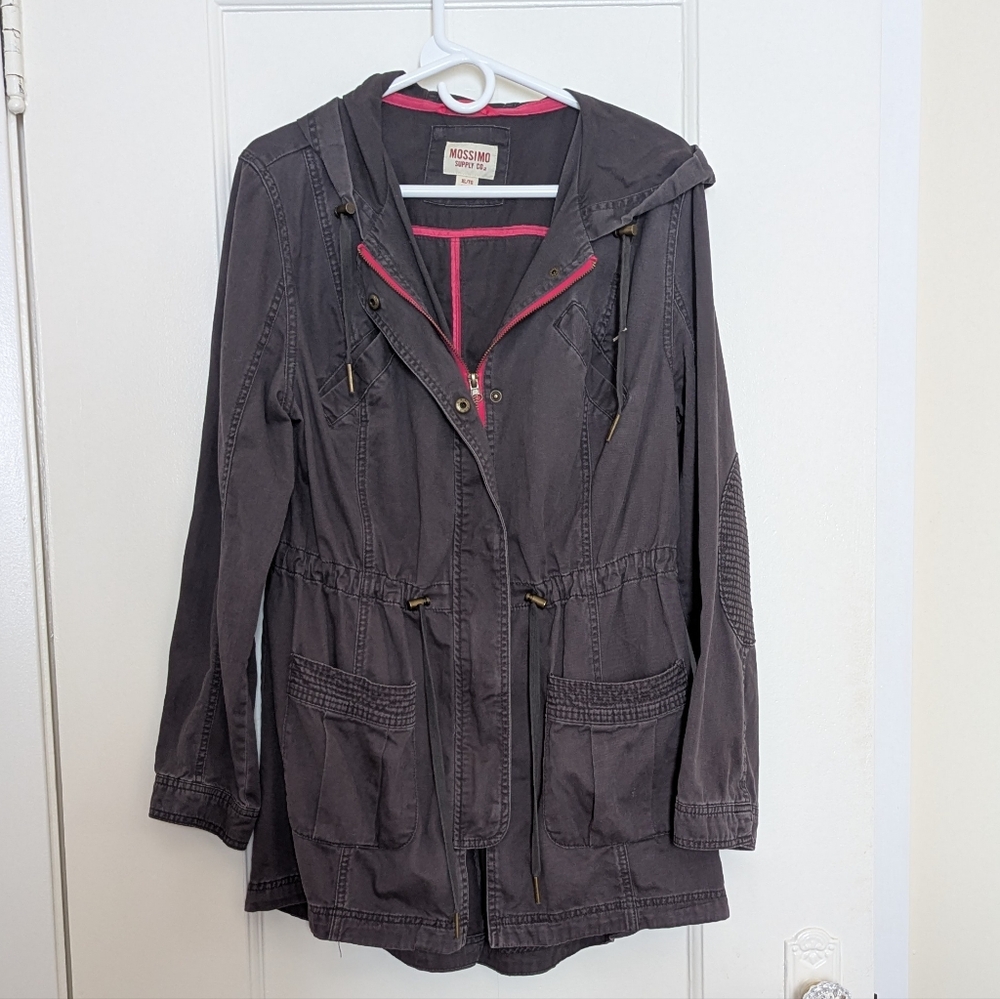 Mossimo Supply Co. Charcoal Utility Jacket with Pink Lining